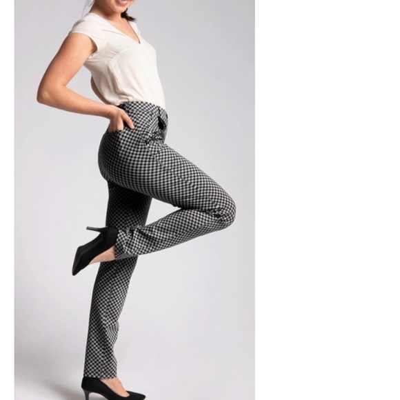 Betabrand Catstooth Dress Yoga Pants Black White Cat Print Size Small Petite - Picture 5 of 13